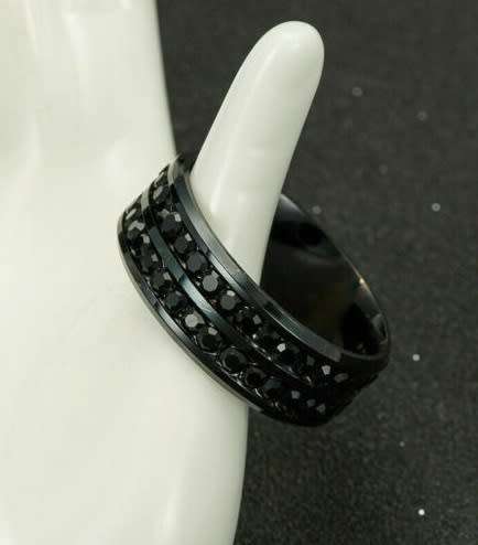 Stunning Black Crystal Ring  - Size 7