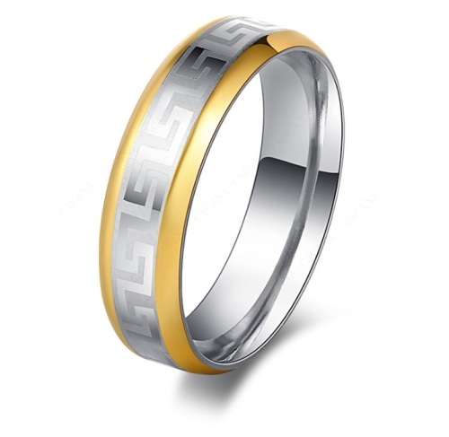 Elegant Gold & Silver Stainless Steel Ring - Size 7