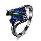 Elegant Black Gold Filled Blue Crystal Ring - Size 7 1/4