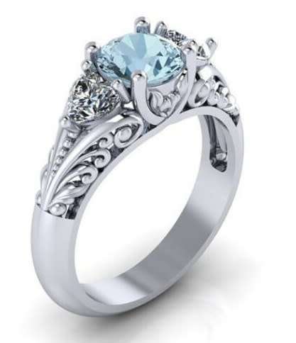 Stylish Aquamarine Crystal Ring - Size 5 1/2