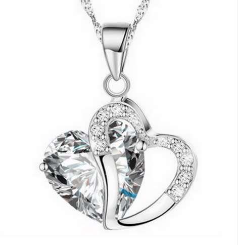 Beautiful Clear Crystal Heart Necklace