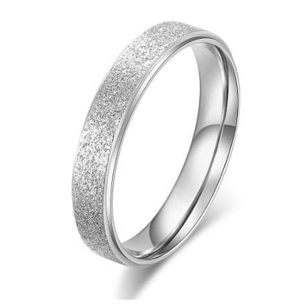 Gorgeous 6mm Stainless Steel Frosted Ring - Size 14