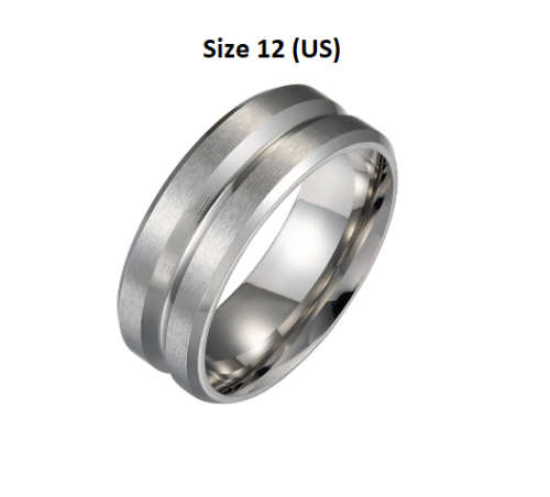 COMBO - 2 Rings - Stainless Steel Rings (Black - Size 13) (Silver Size 12)