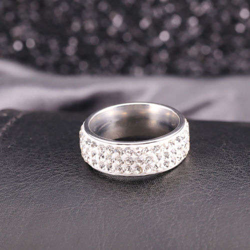 Fashion White Crystal Ring - Size 9 3/4