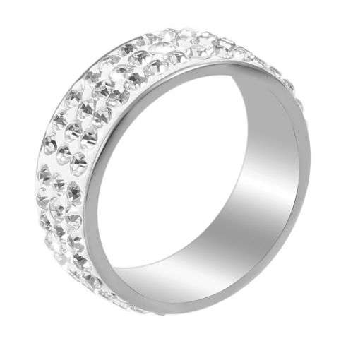 Fashion White Crystal Ring - Size 9 3/4