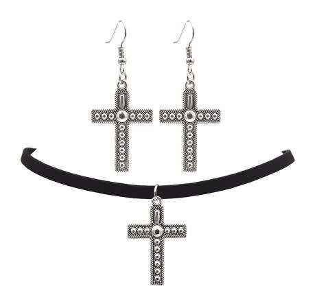 Cross Necklace & Earring Jewellery Set