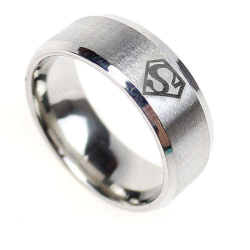 Stainless Steel Superman Ring - Size 14
