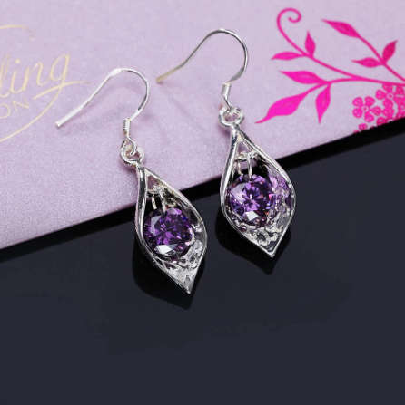 Beautiful Purple Crystal Earrings