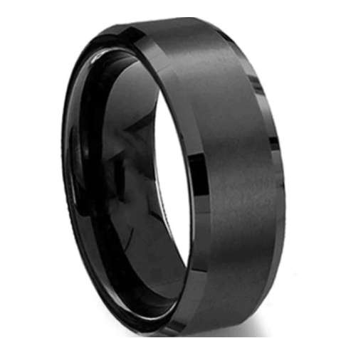 Black Stainless Steel Fashion Ring - Size 11 1/2