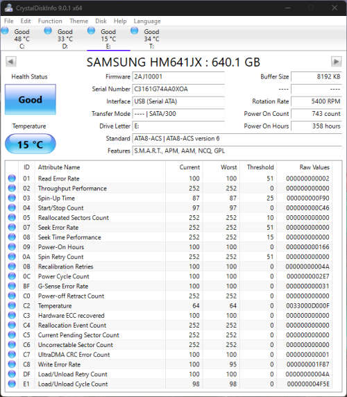 External HDD SAMSUNG HM641JX / SAMSUNG G2 Portable