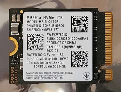 SAMSUNG PM991a 1TB M.2 2230 SSD NVMe PCIE