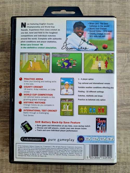 Brian Lara Cricket 96 - Sega Mega Drive