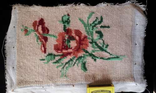 Completed unframed flower tapestry