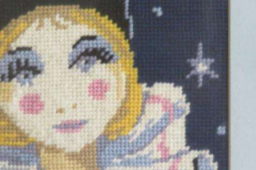 Tapestry of a clown - behind glass