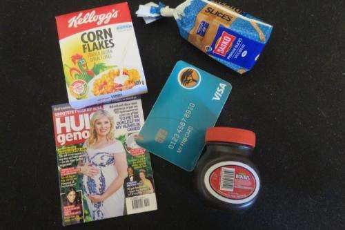 Checkers minis - sasko bread, corn flakes, huisgenoot, fnb card, bovril