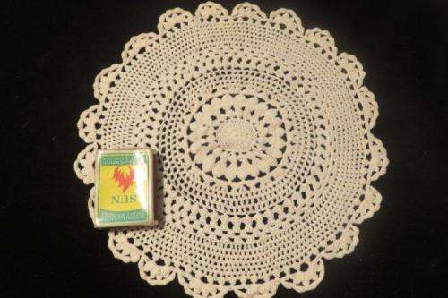 White cotton crochet doilie 19cm