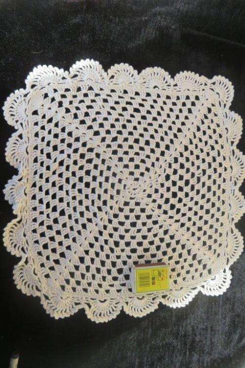 Square white crochet doilie 35 x 35cm