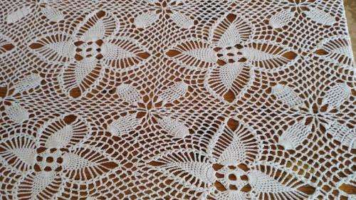 Large white crochet tablecloth