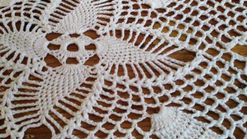 Large white crochet tablecloth