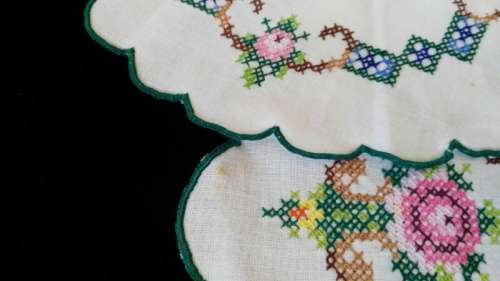 Embroidered vanity set - cross stitch