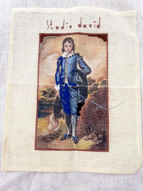 Tapestry canvas - Blue Boy - petit point - it has been started.