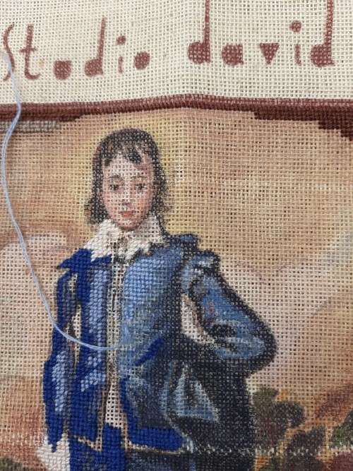 Tapestry canvas - Blue Boy - petit point - it has been started.
