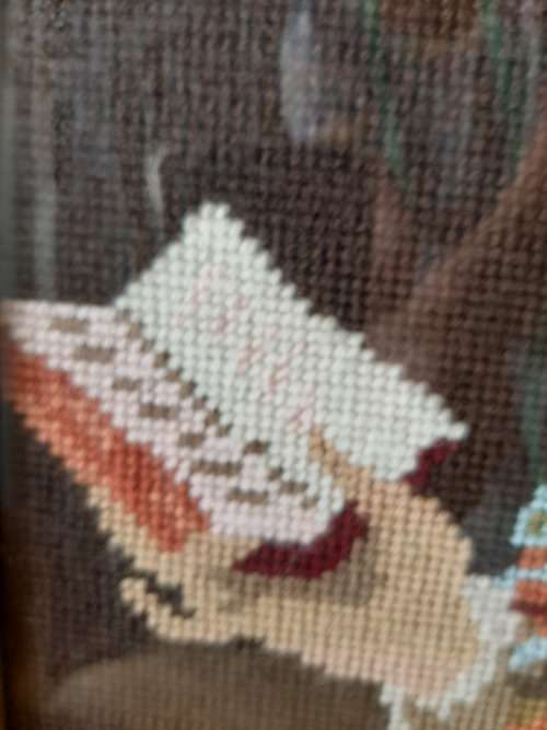 Large Tapestry of Girl Reading  32.5 x 47 cm (excl. frame)