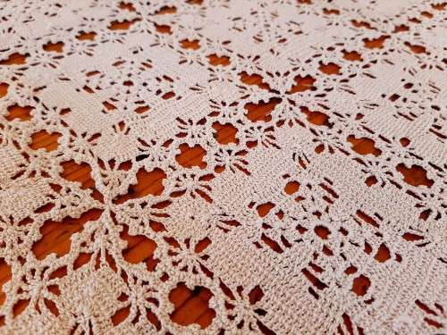 Ecru hand Crochet tablecloth  145cm x 165cm