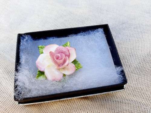 Bone china flower brooch - made in England - good condition