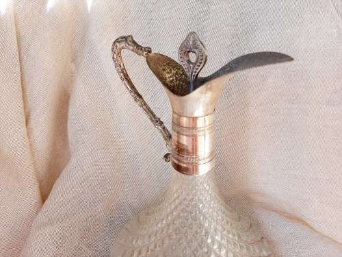 Ship`s decanter with silverpate detail - 26cm high