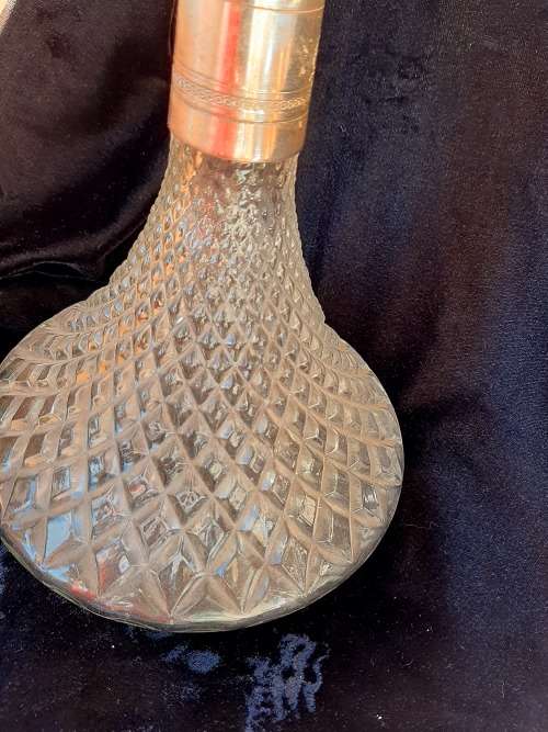 Ship`s decanter with silverpate detail - 26cm high