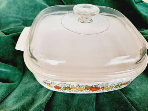 Corningware le Romarin asserol dish with pyrex lid - A-10-B (31cm handle to handle) c