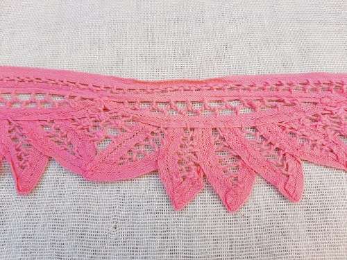Battenburg lace trim  - cotton - pink - 8cm wide - price is per metre -