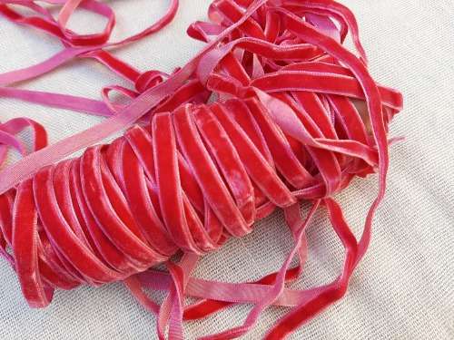 Cerise pink velvet ribbon -0.5cm wide -  price is per metre -