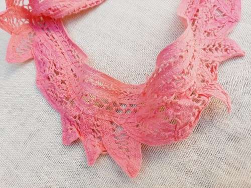 Battenburg lace trim  - cotton - pink - 8cm wide - price is per metre -