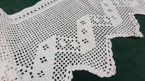 PIece of filet crochet edging 85c long 25 cm wide - cream