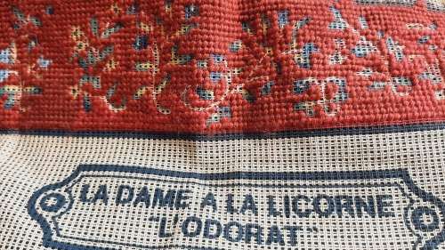 Large tapestry canvas and some yarns - it is half complete - 50 x 74cm