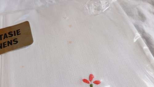 4 Vintage, cotton, guest towels with embroidery