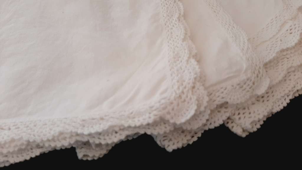 6 white cotton napkins with crocheted edge - cotton -  40 x 40 cm