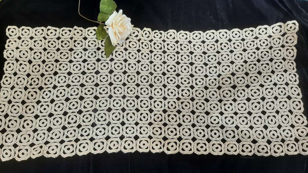 Crochet runner - ecru colour-  74 x 34 cm