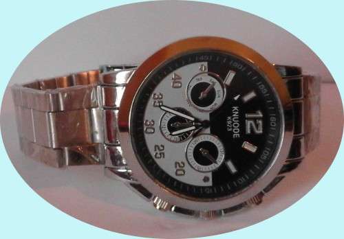 Men's Watch - Knuode K923 Round Fashion Analog with battery (Black/White on Silwer)