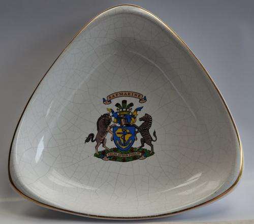 SAFMARINE BOWL CRESTED WARE MADE BY DROSTDY WARE GRAHAMSTOWN POTTERIES LTD SOUTH AFRICA.