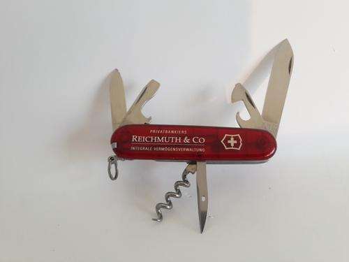 Victorinox Swiss Army Knife - Spartan Translucent  Red Scales Good Condition with logo
