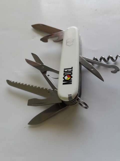 Victorinox Swiss Army knife (Huntsman) with Logo White Scales with Model logo