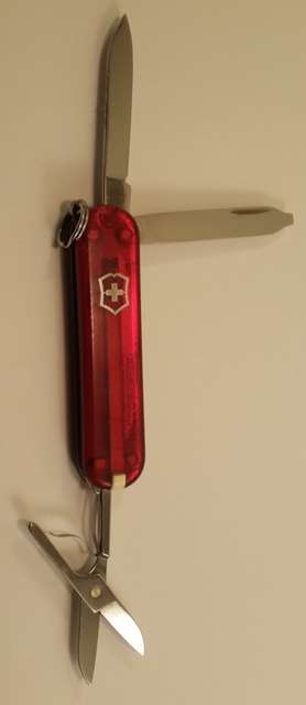 Swiss Army Knife .Victorinox- Classic  SD Red Translucent Scales  58 mm With zf Logo on Scales