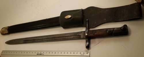Italian model M1871 bayonet with scabbard and Frog Serial Number AF4716