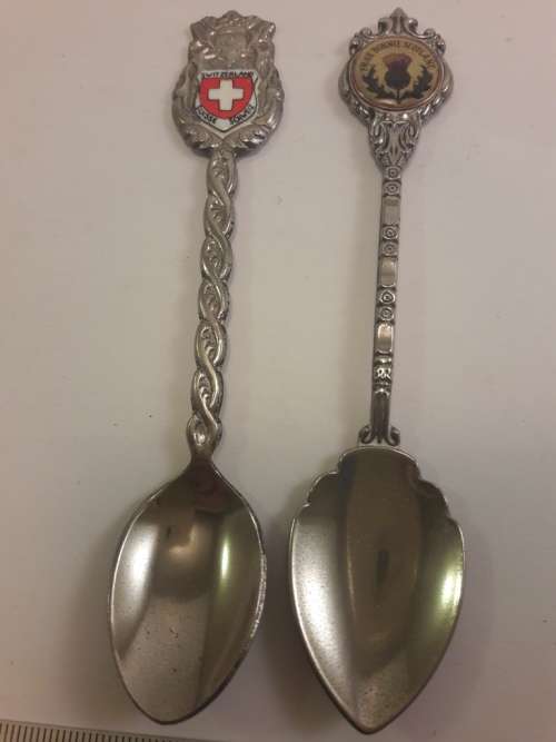 Vintage Set 2 tea spoons Swiss and Scotland