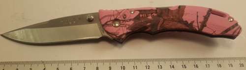 Buck folding knife with lock blade and side clip Bantam Blaze Pink  Made in USA  285