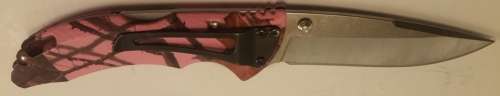 Buck folding knife with lock blade and side clip Bantam Blaze Pink  Made in USA  285