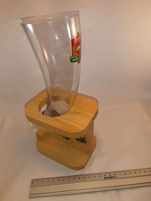 Castle Lager Save the Rino Glass Horn shaped in wooden stand